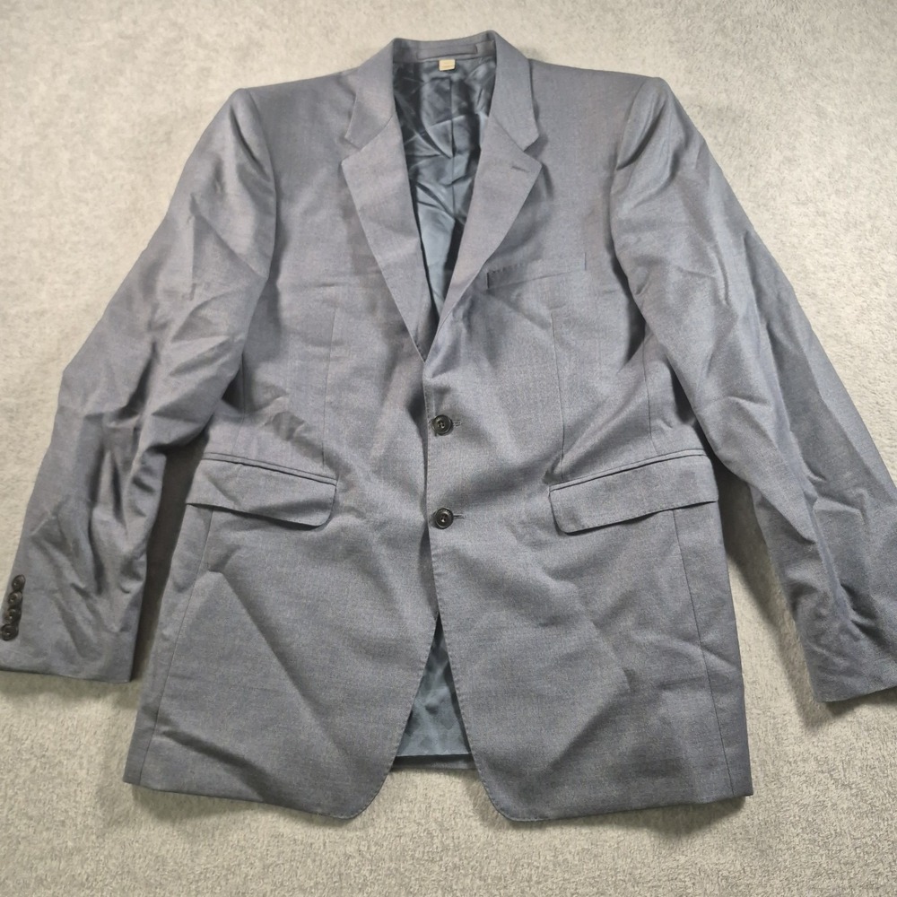 Burberry London Mens Suit Jacket Blazer 54R US 44R Blue Gray 100% Wool Italy